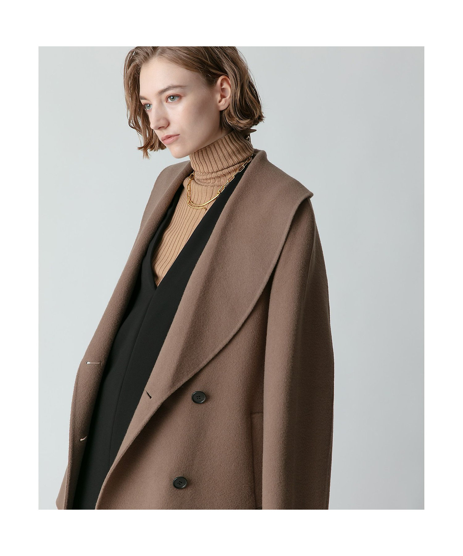 リバーショールカラーミドル丈コート | allureville (Women