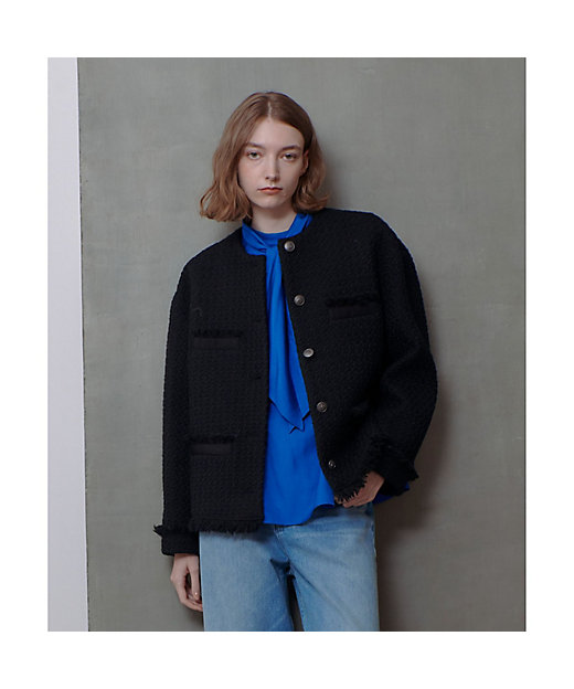 ロービングツイードクルーネックジャケット | allureville (Women