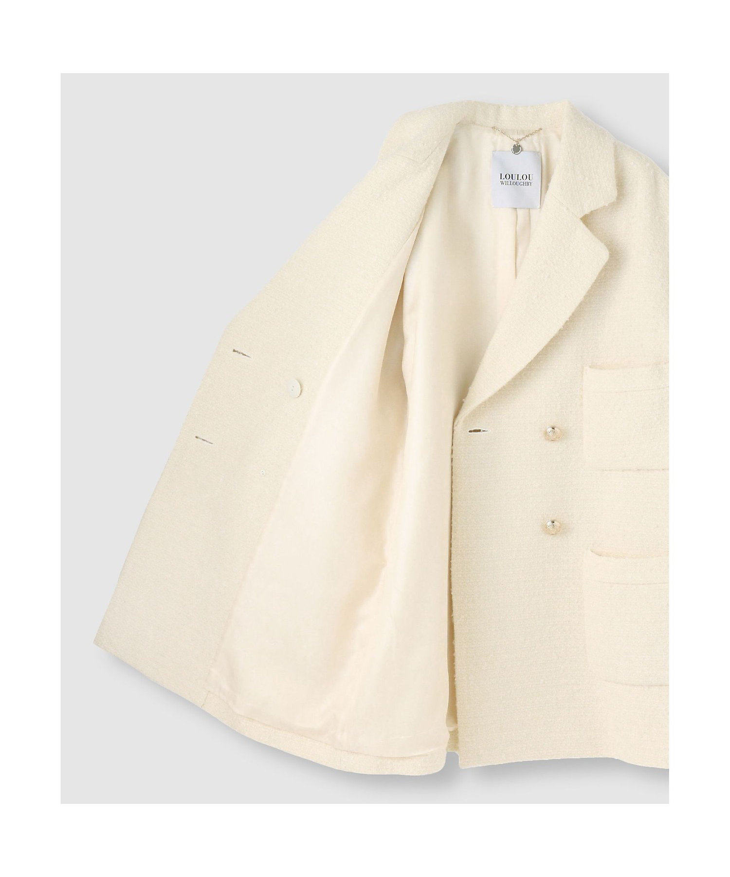 LOULOU WILLOUGHBY】ツイードダブルミドルコート