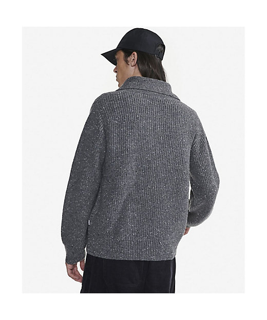 メランジ ウール ハイネックジップアップニットセーター ／ ダブル