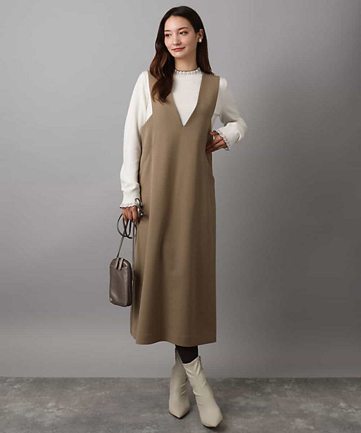 ウールライクVネックジャンパースカート／洗える | MK MICHEL KLEIN