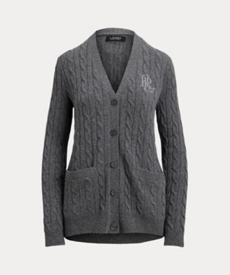 ラルフローレン ケープロングカーディガン ウールカシミア ケーブル