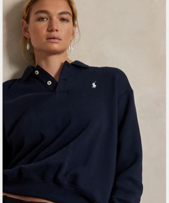 ロゴ フリース ポロカラー プルオーバー