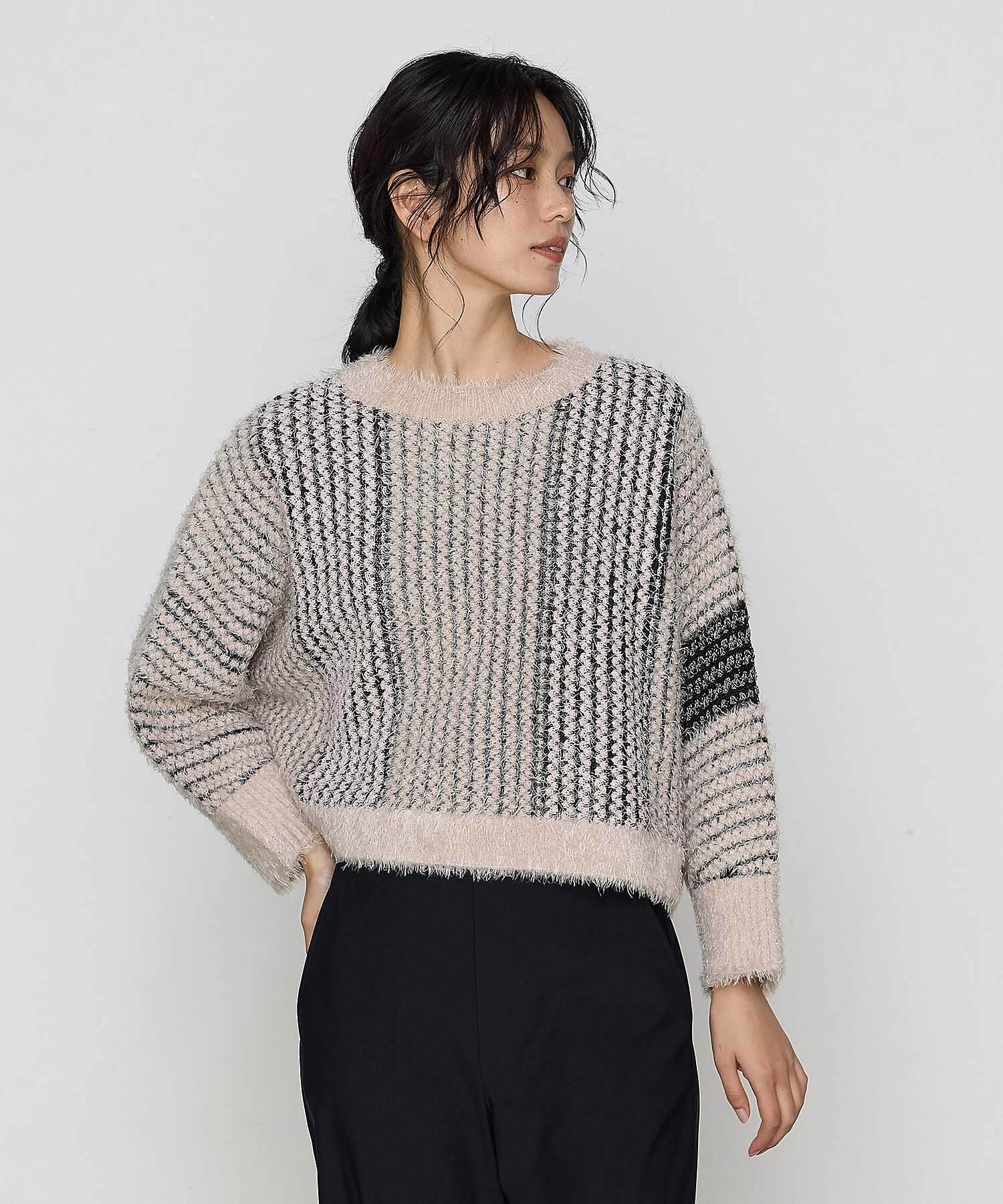 シャギーストライプ ニットプルオーバー（7702IK01） | β