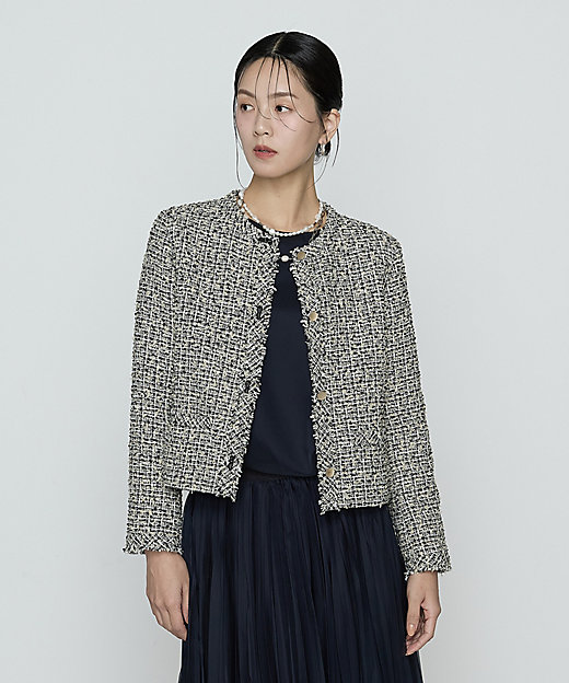 セレモニーツイード ノーカラージャケット（0102JO02