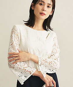 洗える／セレモニー】フラワーレースブラウス（2002554563