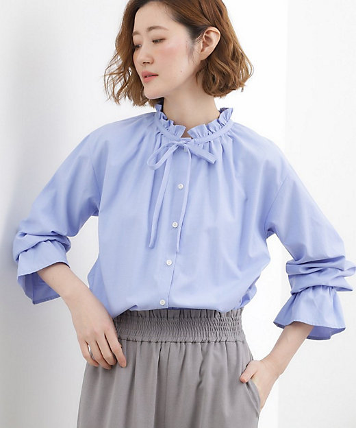 フリルカラーリボンブラウス（2002596279） | GROVE (Women