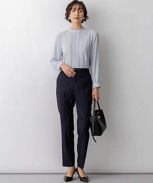 バックサテンアムンゼン フロントタックブラウス