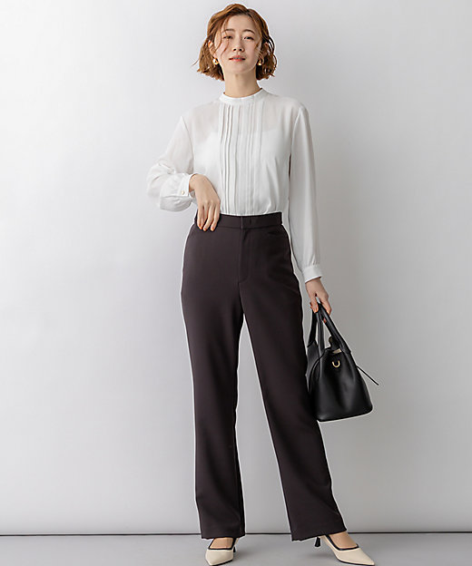 バックサテンアムンゼン フロントタックブラウス