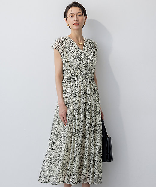 洗える】アンティークフラワープリント ワンピース