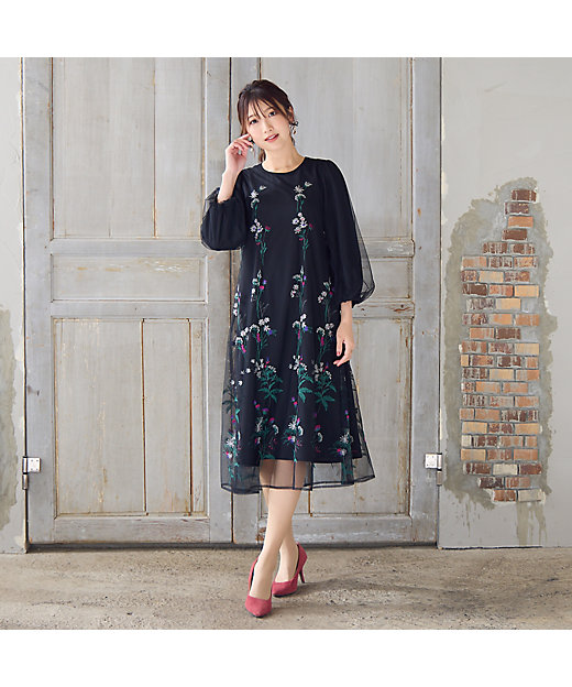 ゆったりシルエット】チュール刺繍ワンピース（51015506