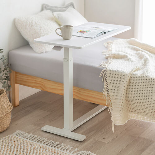 サイドテーブル ガス圧昇降式 幅80cm 奥行40cm 低床キャスター付き