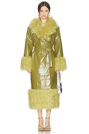 OW Collection New York Faux Fur Jacket in Mellow Green | REVOLVE