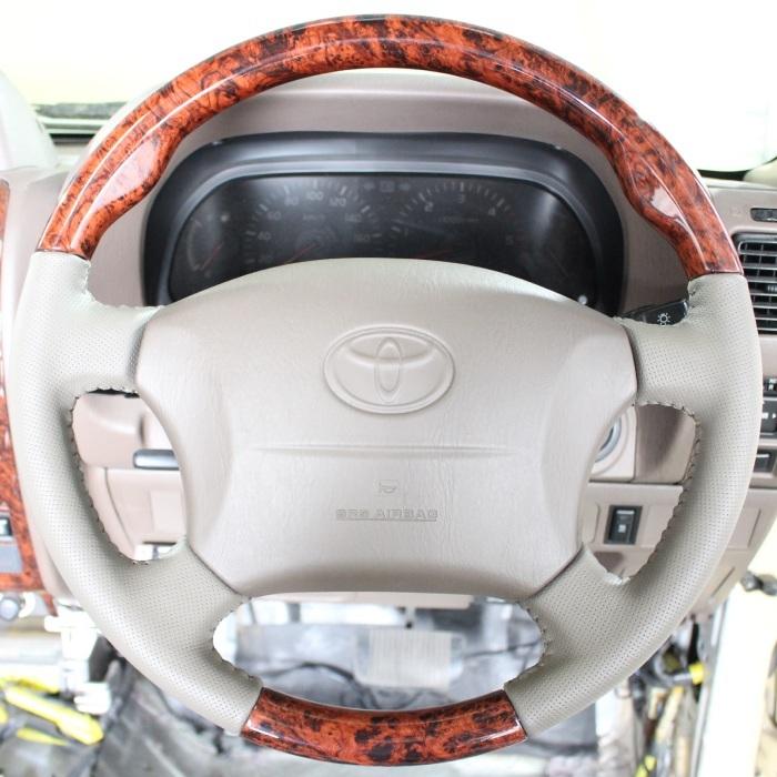 ランドクルーザー 100 前期 ウッド レザー コンビ ステアリング 直径