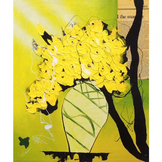 絵画 油絵 黄色いバラ (西原正一) 【肉筆】【油絵】【花】【10号