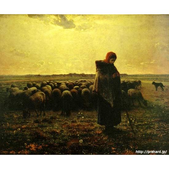 ミレー 絵画 羊飼いの少女 P10号 【複製】【美術印刷】【世界の名画
