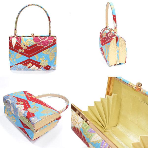 日本製 紗織謹製 振袖用 草履バッグセット 紗織 Mサイズ 水色 紅