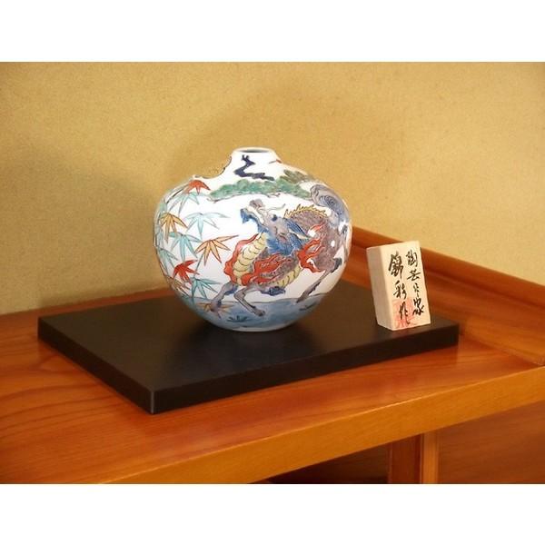 有田焼 古伊万里様式染錦金彩松竹梅麒麟絵花瓶｜陶芸作家 藤井錦彩 作