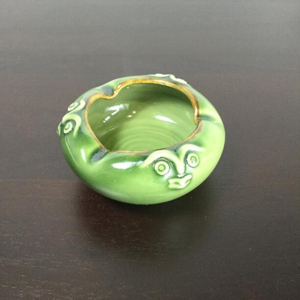 灰皿 吸い殻入れ 卓上 深緑 陶器 ジェンガラケラミック 正規品 南国