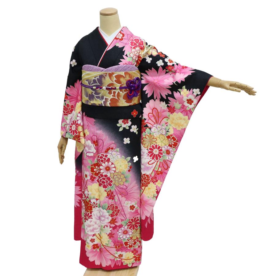 振袖 中古 フルセット 販売 成人式 正絹 美品 長襦袢 袋帯付き 結婚式