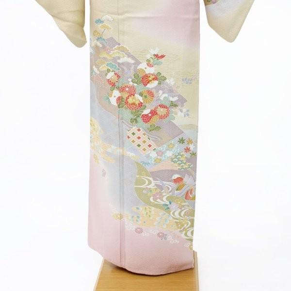 訪問着 着物 レンタル フルセット ベージュ/ピンク クリーム色 花 入学