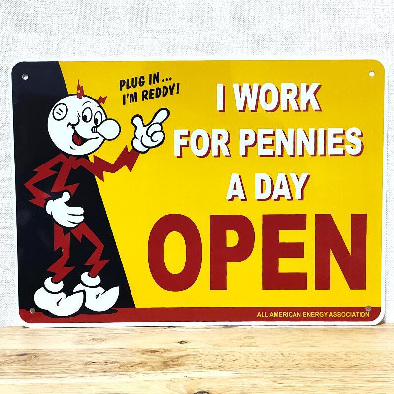 アメリカン レトロ オープン 看板 サインボード OPEN レディ