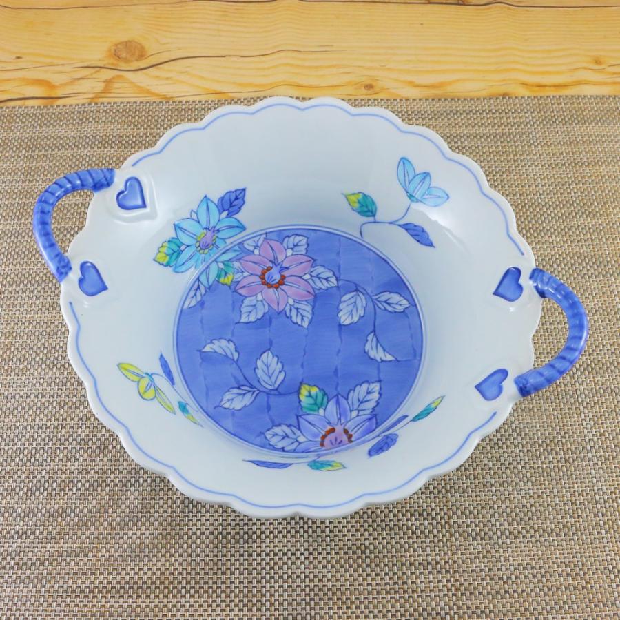 鉢 有田焼 変形鉢 華山窯 鉄仙花手付きバスケット（大）鉄線 大鉢 深鉢