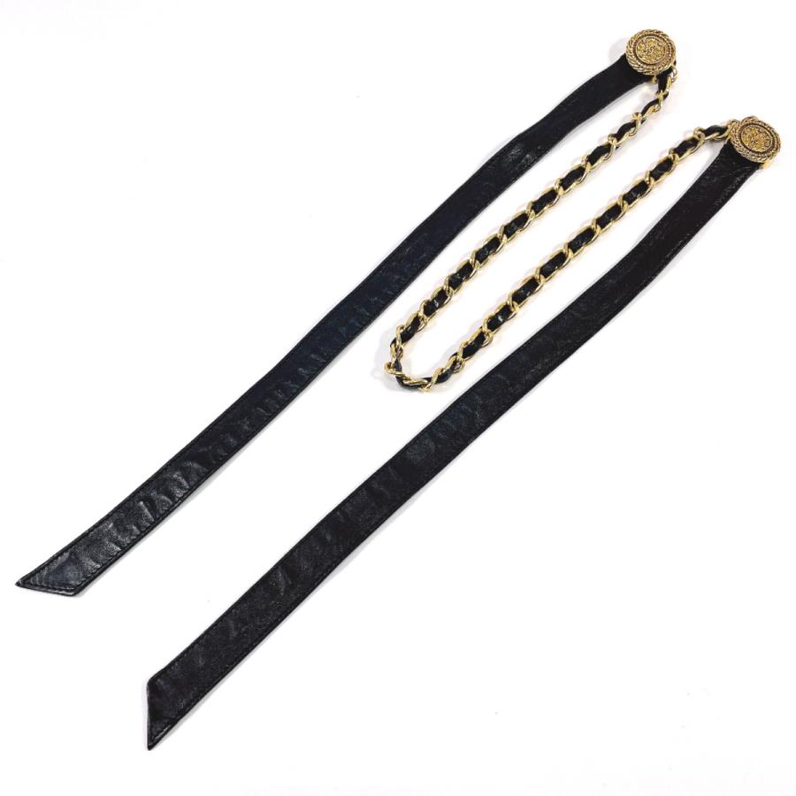 た*や様 CHANEL シャネル ココマーク リボン チェーン ベルト ブラック