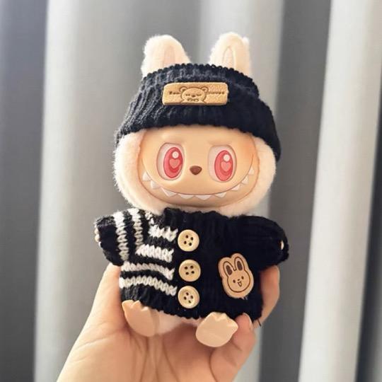 新品ニット帽子2点セットlabubuラブブぬいぐるみ服17cm着せ替え