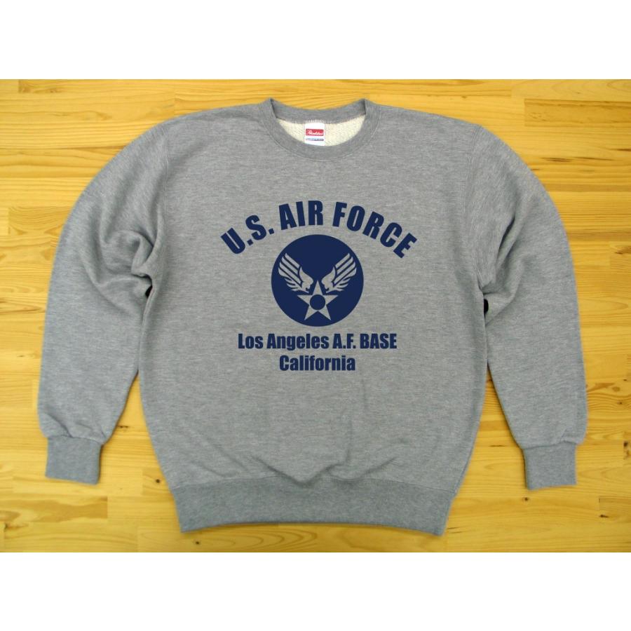 U.S. AIR FORCE 杢グレー 9.7oz トレーナー スウェット 紺色プリント