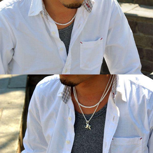 ホワイト オニキス ネックレス メンズ 4mmホワイトオニキス 天然石