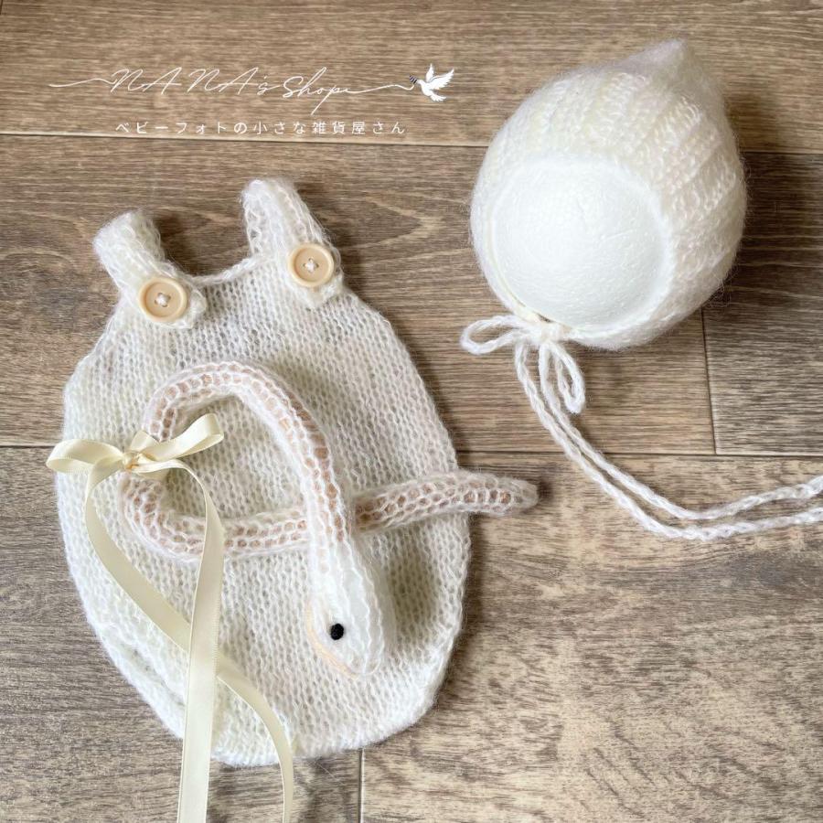 ニューボーンフォト 衣装 へびボンネット ロンパース リボンへび