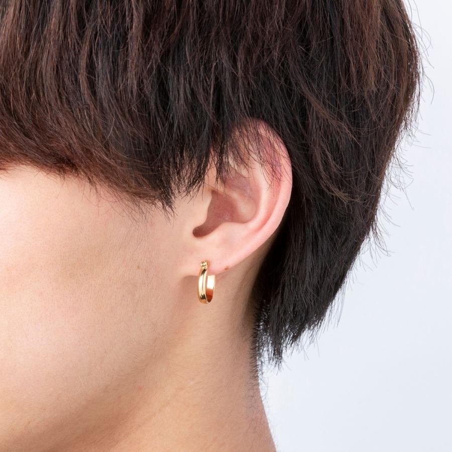 ポストのみ18金 フープピアス メンズ レディース 3mm×15mm K18 18K K18