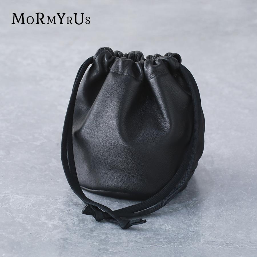 mormyrus（モルミルス） レザー巾着バッグ M088 ブラック シンプル