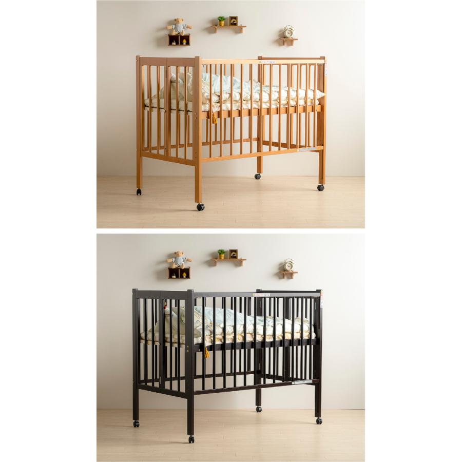 石崎家具 日本製ベビーベッド「ワンタッチハイベッド クール」 木製