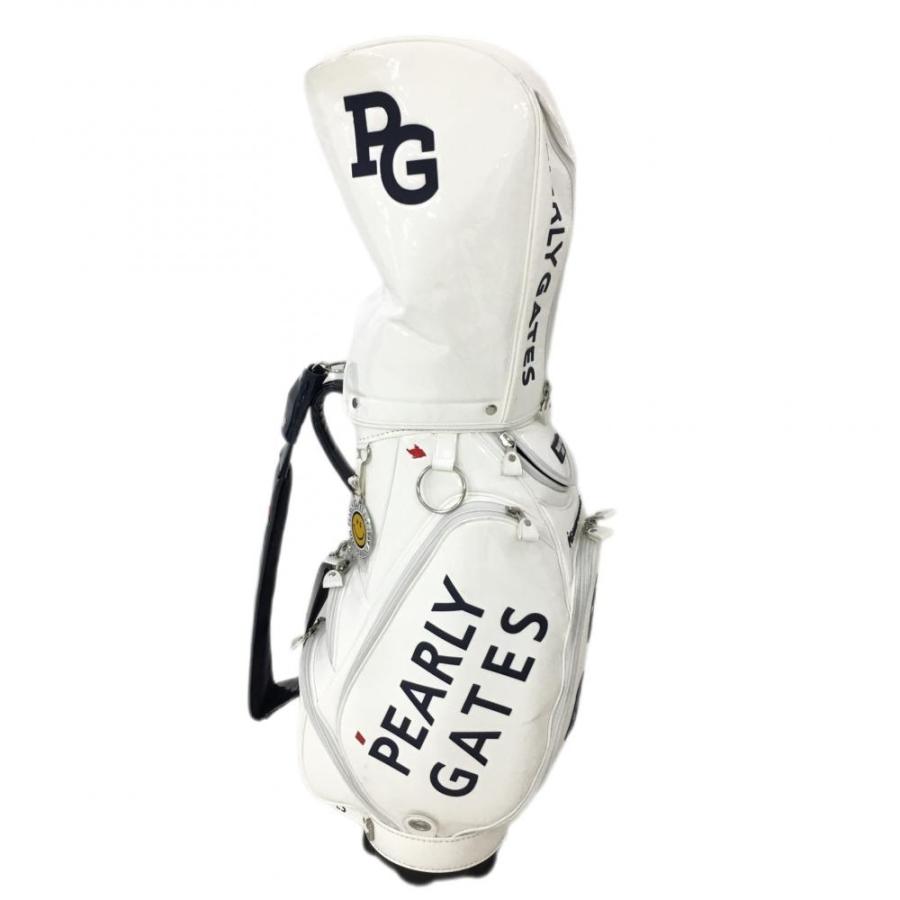 美品】パーリーゲイツ キャディバッグ 白×ネイビー PGニコちゃん