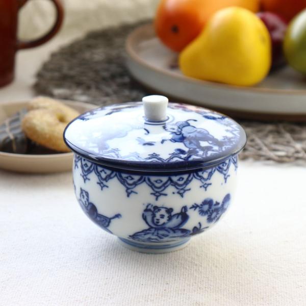 有田焼 蓋付き湯呑み 唐子 日本製 美濃焼 瀬戸焼 和食器 和風 湯のみ