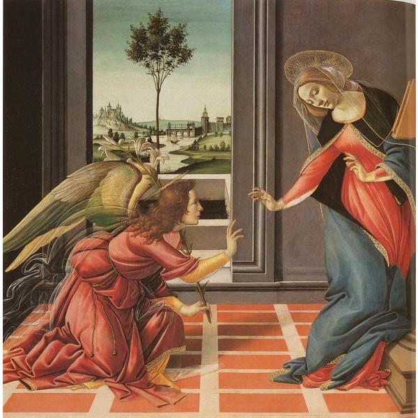 油絵 ボッティチェリ_受胎告知 MA455 : 絵画制作専門ユーラシアアート