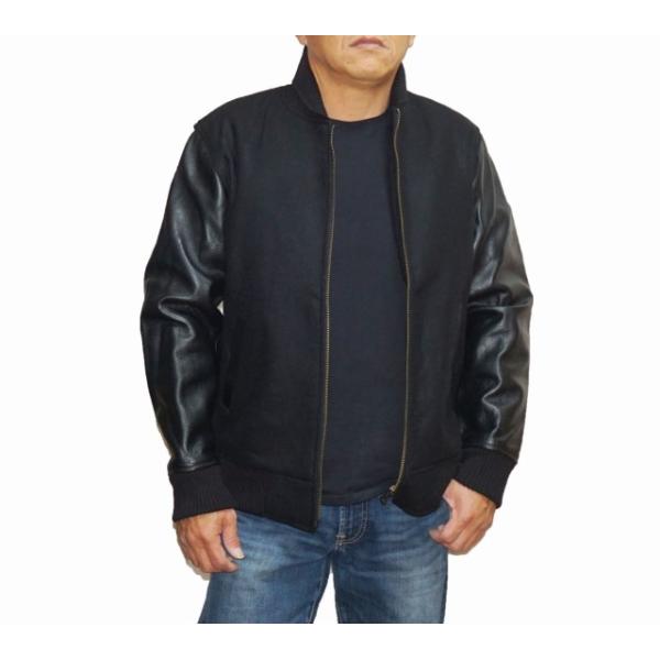 NICOLE（ニコル） × スクーカム 袖革 スタジャン 黒 メンズ 冬物