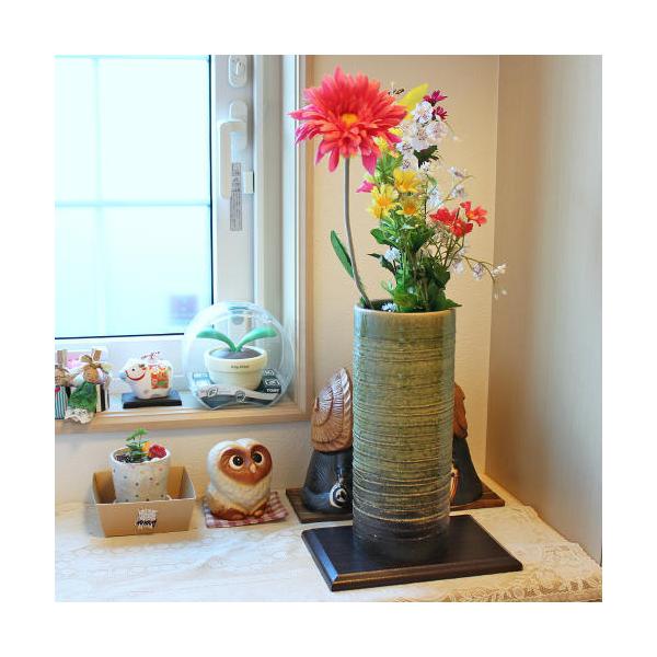 信楽焼 花瓶 ビードロ 轆轤目 おしゃれ 一輪挿し 花入 陶器 花びん