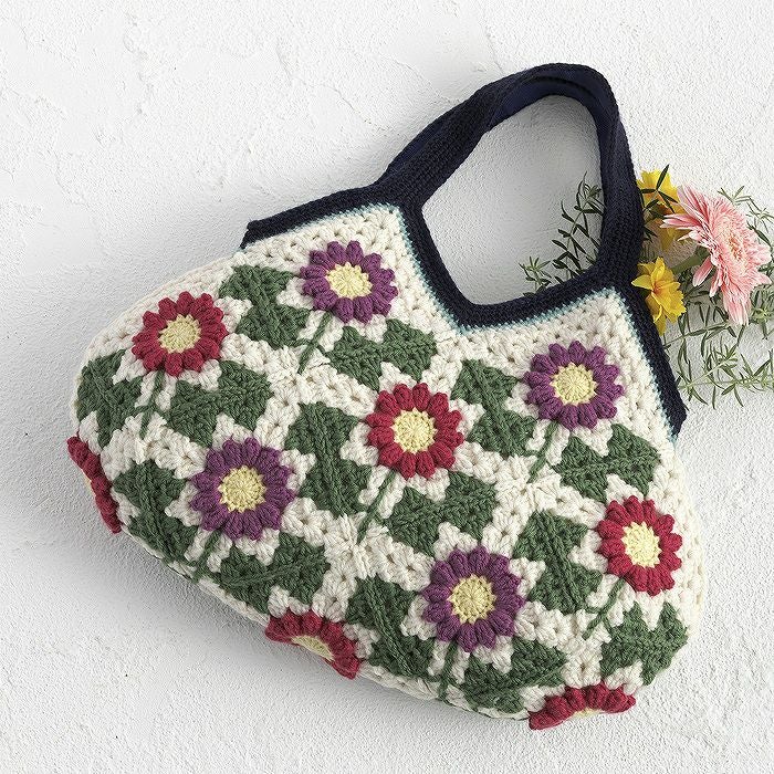 キュートフローラルブランケット＜レトロ＞（編み物 材料セット