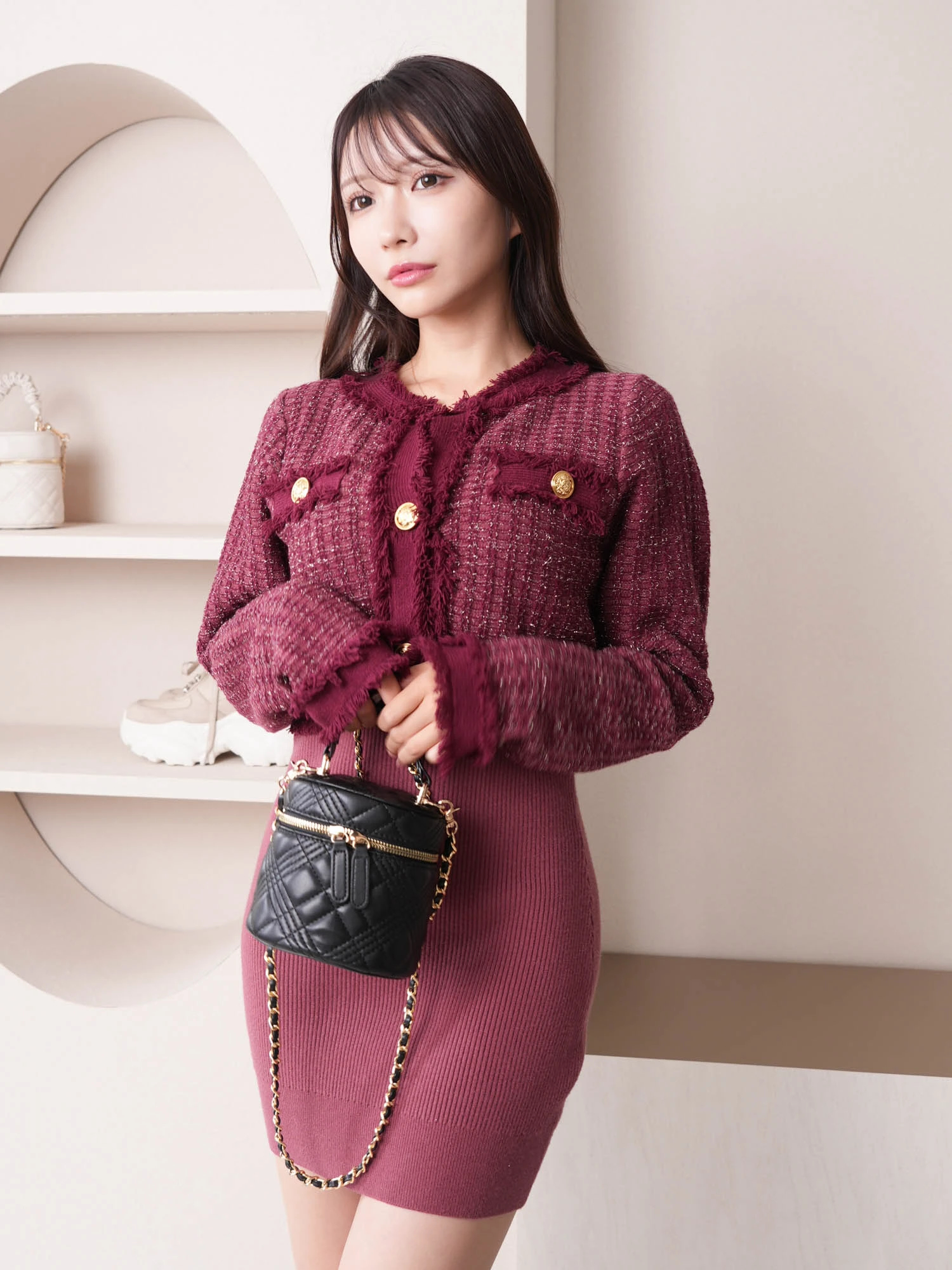 LIP SERVICE（リップサービス）｜ フリンジツイードアンサンブルニット