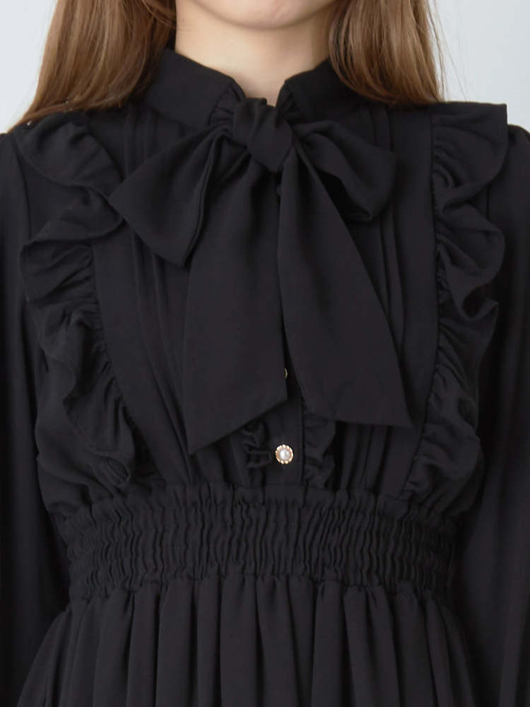 フリルリボンタイロングワンピース - Ank Rouge(アンクルージュ)の