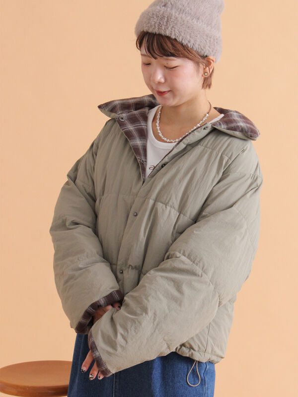 セール】 リバーシブル中綿ジャケット（ブラック/ベージュ/カーキ