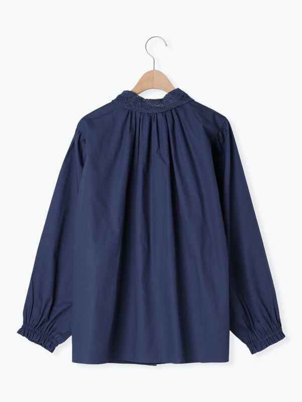 セール】 オーバーレース襟ブラウス（ネイビー/トップス/シャツ