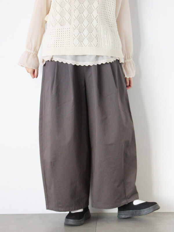 セール】 【M/Lサイズ】タックワイドパンツ（チャコールグレー