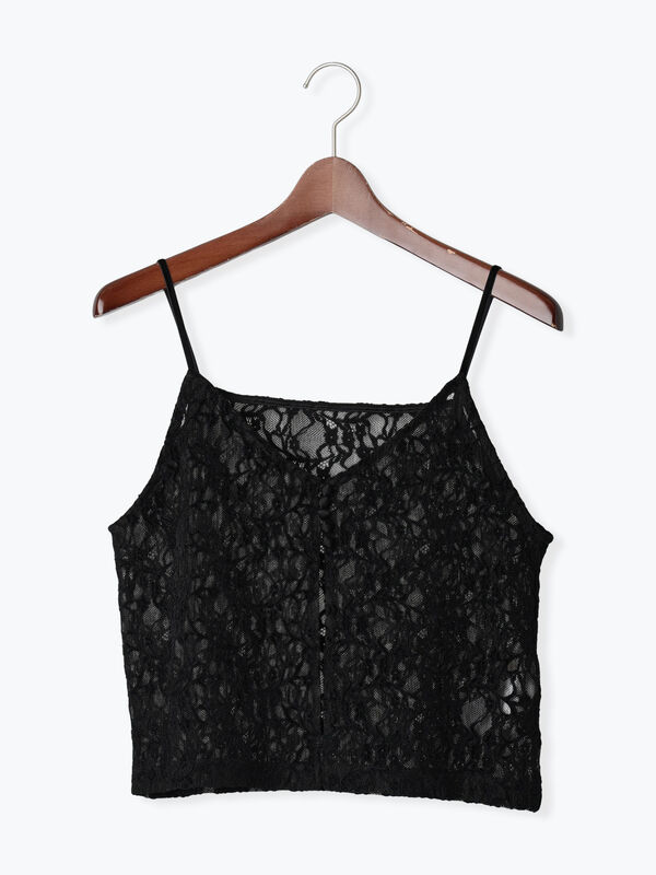 セール】 起毛レース前後2WAYキャミブラウス（ブラック/ブラウン