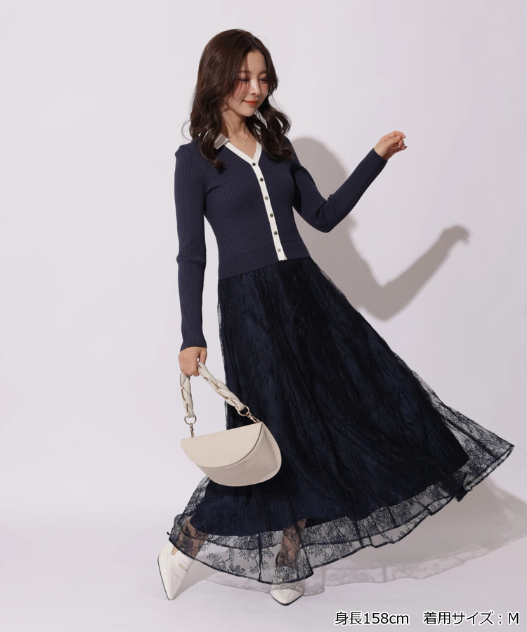 シャツ衿レースドッキングワンピース | ワンピース | Apuweiser-riche