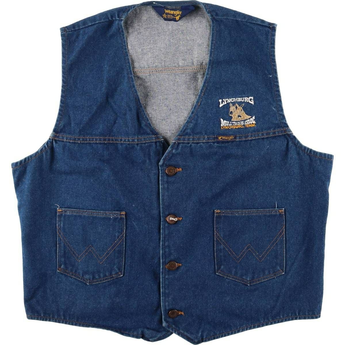 古着 70～80年代 ラングラー Wrangler 黒タグ デニムベスト メンズL