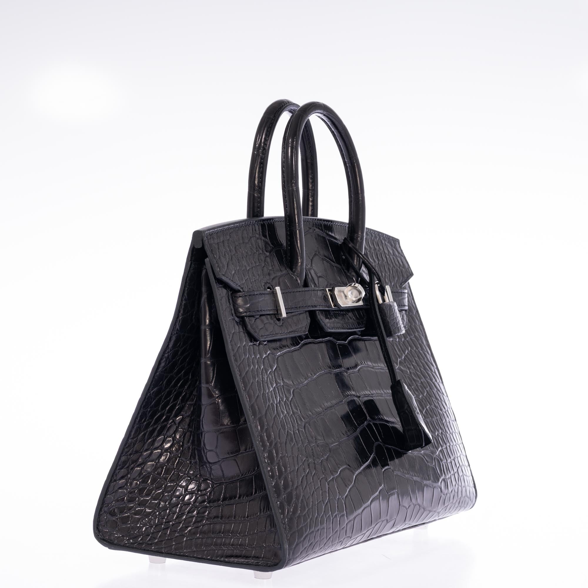 Hermès Birkin 25 Sellier Black Matte Alligator Palladium Hardware